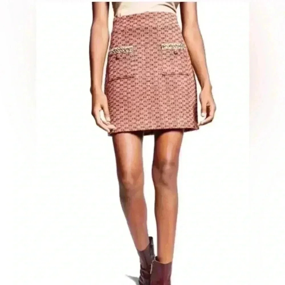 INC Jeannie‎ Mai x Collab Davenport Pocket tweed Skirt size 14